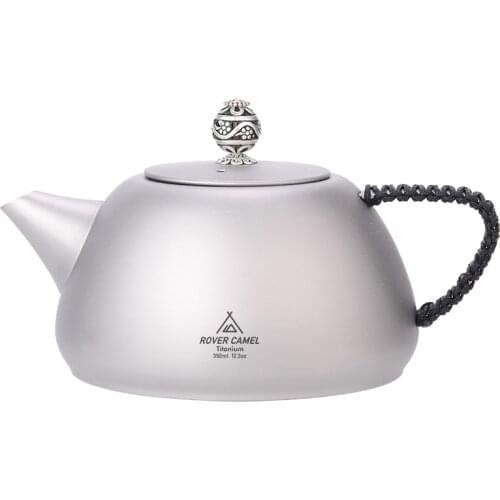 Rover camel Titanium Tea Kettle with filter for Boiling Water Coffee Pot Tableware Cookware for Outdoor Camping Hiking 350ml