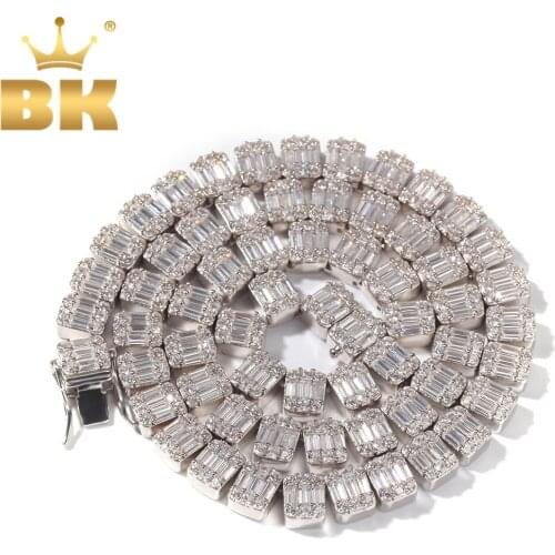 THE BLING KING Bling Cubic Zirconia Necklace White Square Baguette Cluster Hiphop Chains Necklaces Fashion Men Women Jewelry
