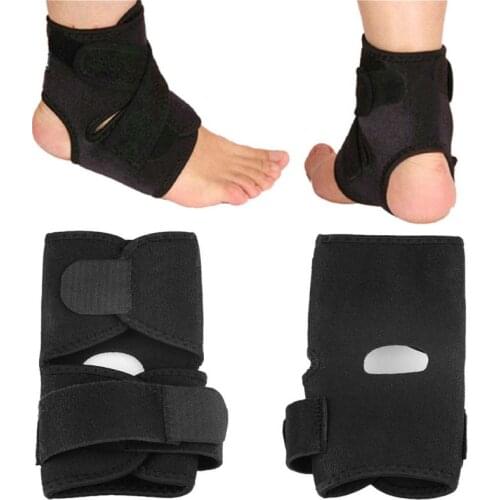 Outdoor Sport Black Adjustable Ankle Foot Ankle Support Elastic Brace Guard Football Basketball Equipment
