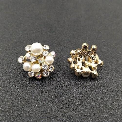 10pcs 18x16mm Metal Alloy Crystal Rhinestones Imitation Pearl Flowers Connectors DIY Accessories For Jewelry Making