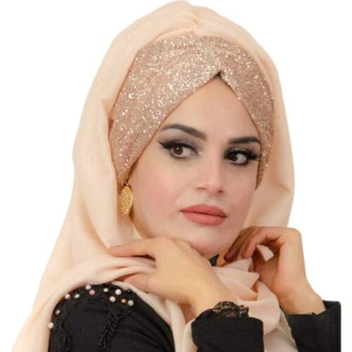 Wedding stylish hijab plain bubble chiffon muslim scarf women solid turban shawl fashion shawl headband