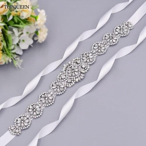 TOPQUEEN S161A Luxury Beaded Belt for Wedding Dress Womens Rhinestone Belt Crystal Bridal Belt Sash Bridesmaid Jewel Belt