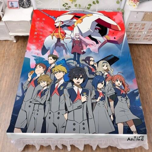 Japanese Anime DARLLING in the FRANXX Zero Two Bed sheet Throw Blanket Bedding Coverlet Flat Sheet 200x150cm