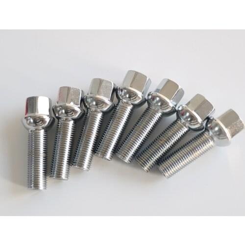 1pcs Ball Seat Car Alloy Wheel Nut Bolts Screw Thread length 23/28/30/33/35/40/45/50/60mm M14x1.5 12x1.5