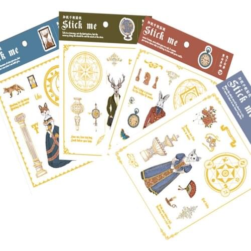 1pcs/lot Cute animal serie Hot stamping cat fox girl paper decoration sticker for DIY handmade diary album scrapbooking sticker