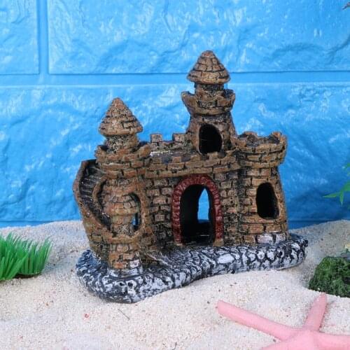 1 Pcs Aquarium Decoration Resin Mountain View Fish Play Tree House Hole Cave Decor For Fish Tank Aquarium Ornament Decoration