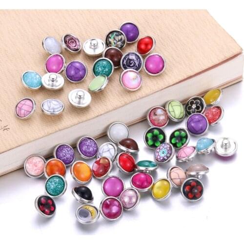 10pcs/lot Mix Style 12mm Resin metal 18mm metal Snap Buttons Jewelry Fit Charm Bracelets & Bangles For women man gift