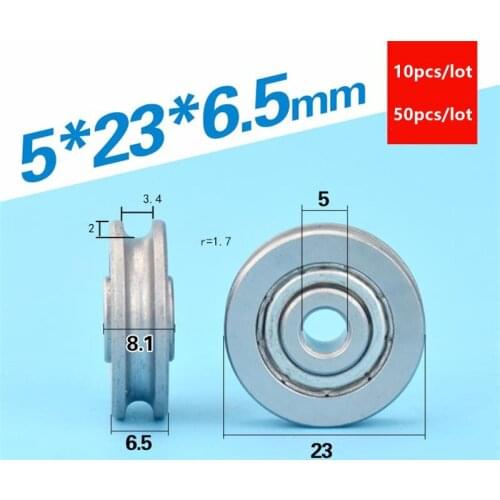 10pcs/50pcs U groove bearing pulley 5*23*6.5mm guide wheel high quality wire rope pulley roller 5x23x6.5