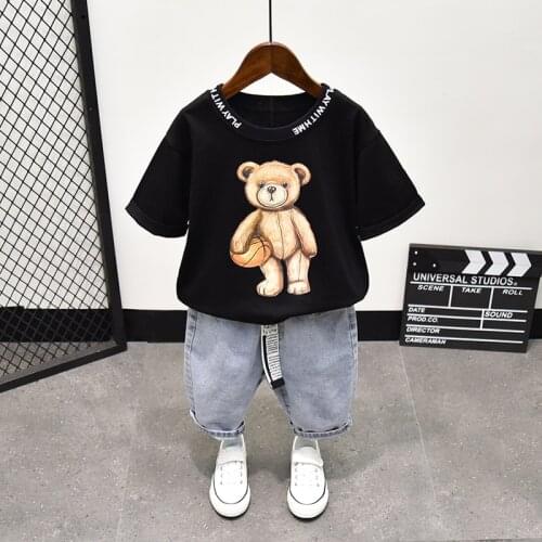 New Designer Cartoon Clothing Bear Baby Boy Summer Clothes T-Shirt + Shorts 2PCS Boys Sets Baby Girl Casual Clothing Sets