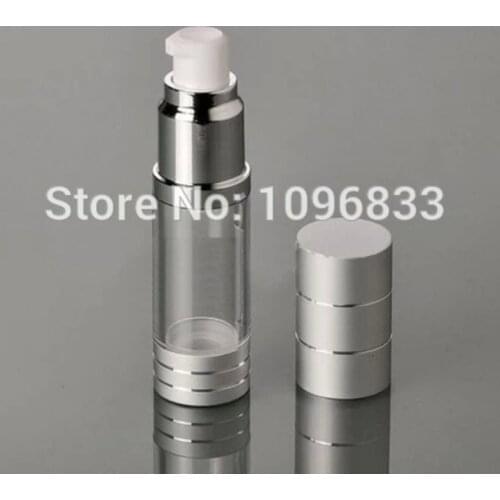 30ML 30G Vacuum Airless Bottle Silver color, Cosmetic Essence Lotion Packing Bottle, Silver Lotion Pump Bottle, 35pcs/Lot