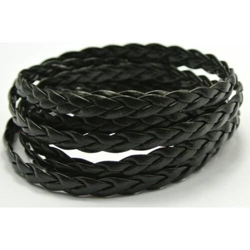 32.8 Feet Black Flat Braided Leatherette String Jewelry Cord Flat Woven 5X1mm