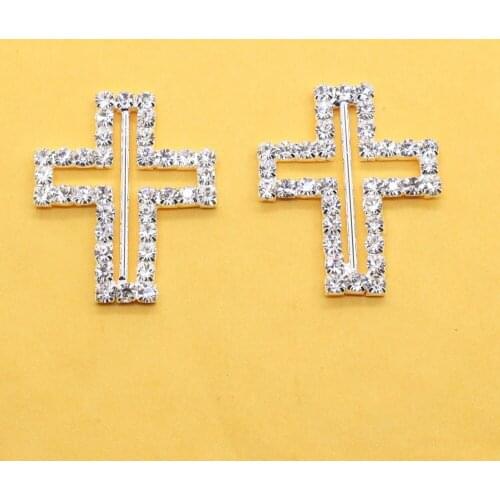 5pcs/Set 33*28MM Crucifix Rhinestone Buckles Diamond Buttons Invited to the Wedding Rbbon Rlider, DIY Hair Ornaments, Factory