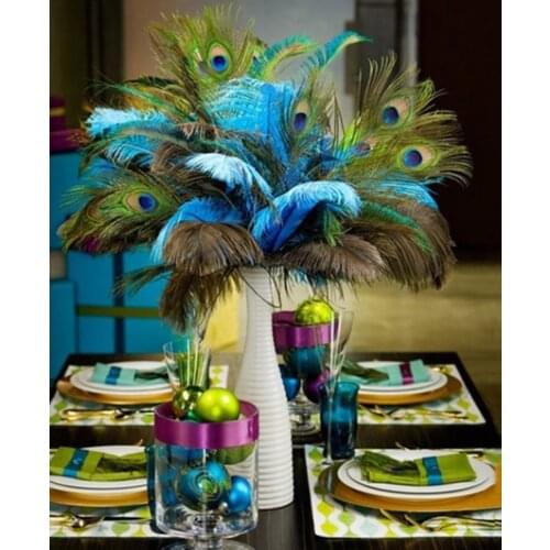 5 Pcs/lot Top Quality Natural Peacock Feathers For Crafts Party Decoration Diy Jewelry Home Vase Plumas Accessories Hot Sale