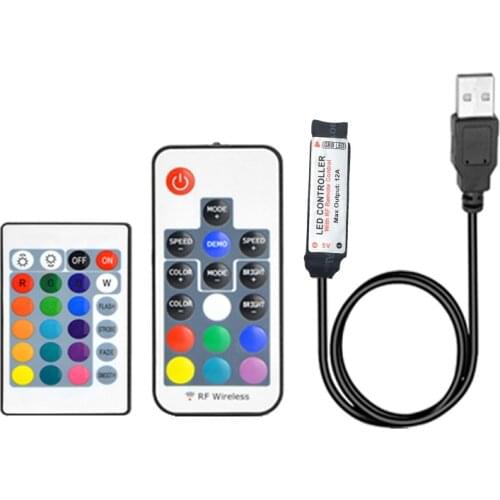 5V-24V USB RGB LED Controller RF IR 3Key 17Key 24Key RGB LED Dimmer 4 Pin USB Interface For 5050 2835 3528 RGB USB LED Strip