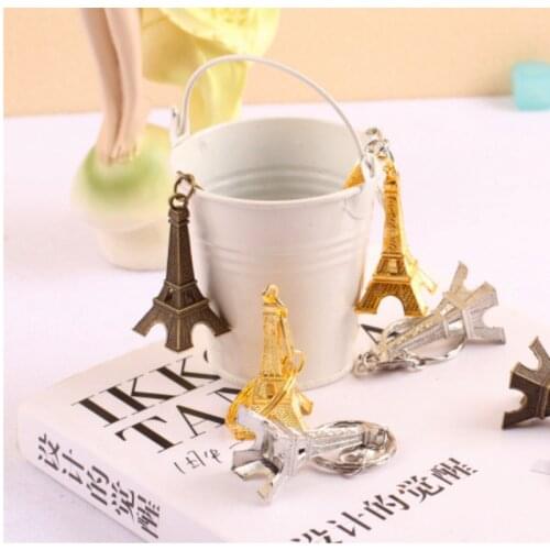 80PC Paris Eiffel Tower Gold Silver Bronzed Keychains Wedding Gifts for Guests Rustic Vintage Wedding Favors Party Accessories