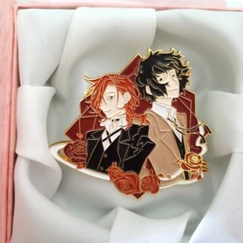 Anime Bungo Stray Dogs Osamu Dazai Nakahara Chuuya Metal Badge Brooch Pin Canvas Bag Accessories Pins Cosplay