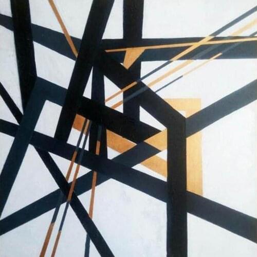 Large Square Abstract Canvas Art Black Wihte Gold Handmade Oil Painting Contemporary Artwork For Office Modern Wall Decor Gift