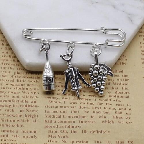 Wine bottle and wine bottle opener brooch charm wine lovers friendship jewelry gift brooch