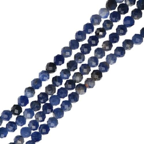 A 3mm-2mm Blue print loose bead chain with gray-black and dark-blue cut beads Can customized Necklace and Bracelet