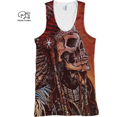 PLstar Cosmos Skull Bone Art Colorful Funny Ghost Streetwear Men/Women 3Dprint Summer Casual Sleeveless TankTop Vest Mans Top 1
