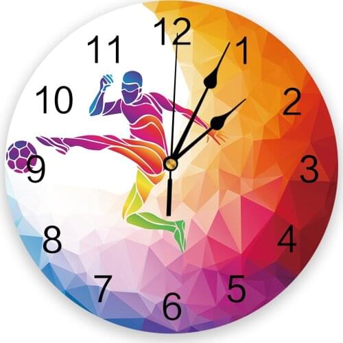 Geometric Football Silent Decorative Wall Clock Digital Clock Operated Round Home Office School Clocks