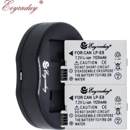 LP-E8 LP E8 Replacement Battery (2-Pack) and Dual Charger for Canon EOS Rebel T2i T3i T4i T5i EOS 550D 600D 650D 700D