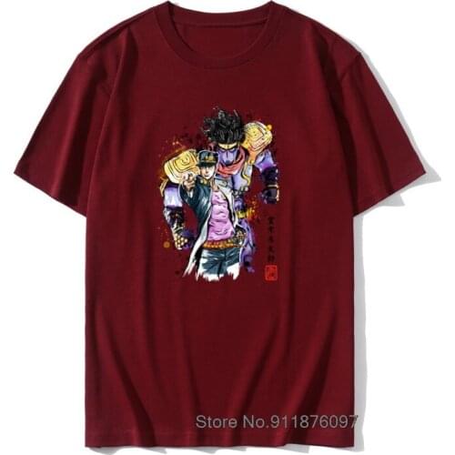 Men Japanese T-Shirt JoJo Bizarre Adventure Watercolor Casual Tshirt Joestar Joseph Personalized Top T-shirts Harajuku Camiseta