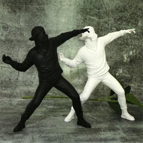 Modern Ornaments Resin Statues Sculptures Banksy Flower Thrower Statue Home Figurine