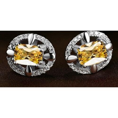 LIAMTING High Quality 925 Sterling Silver Stud Earrings With Ellipse Colorful Cubic Zircon For Women Pure Silver Earrings VC068