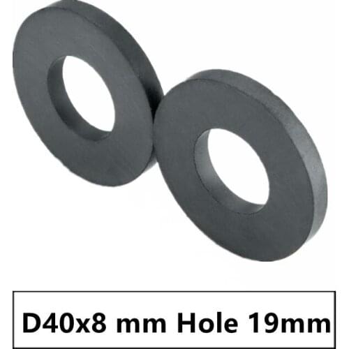 5PCS/LOT Ferrite Magnet 40*8 mm Hole 19mm Permanent Y30 Ring magnet 40X8 Black Round Speaker MAGNETS 40X8-19