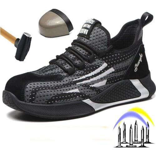 Mens New Breathable Safety Shoes Indestructible Steel Toe Anti-Smash Anti-Stab Work Boots Outdoor Lightweight Protective Shoes