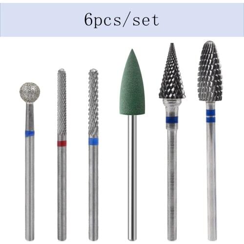 6pcs 4pcs Nail Drill Bit Set Rotate Burr Milling Nail Cutter Bits For Nail Polish Remover Nail Cuticle Clean Manicure Drill Bits