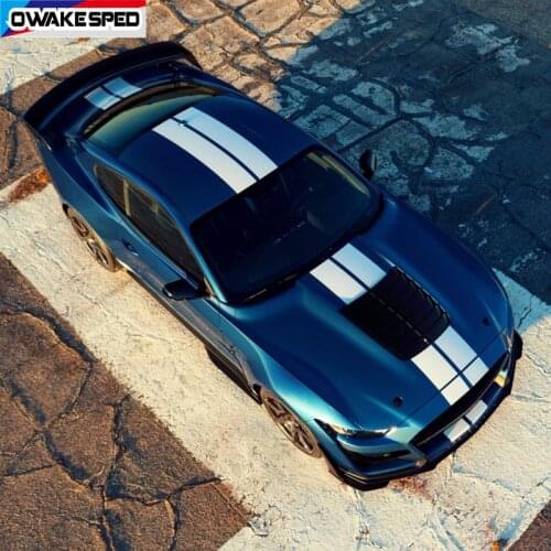 Racing Sport Stripes Car Hood Roof Tail Stickers Auto Body Front Rear Bumper Decor Vinyl Decals For Ford Mustang