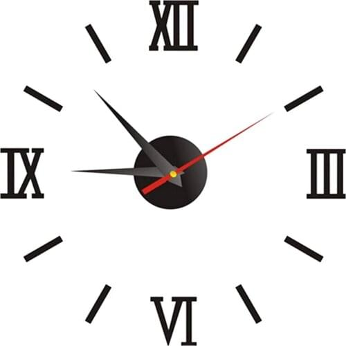 DIY Wall Clock 3D Frameless Clocks Watch 16in Silent Non Ticking Mirror Sticker Decoration Kit for Bedroom Office