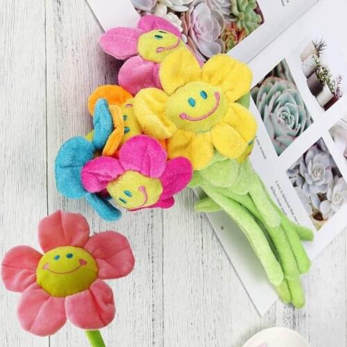 Plush Sun Flower with Bendable Stems Smile Face Stuffed Toy Home Decor Simulation sunflower Flower for kids girls room