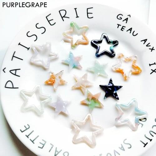 PURPLEGRAPE Japanese and Korean fashion star border acrylic marble pattern DIY handmade earrings pendant a pack of 6