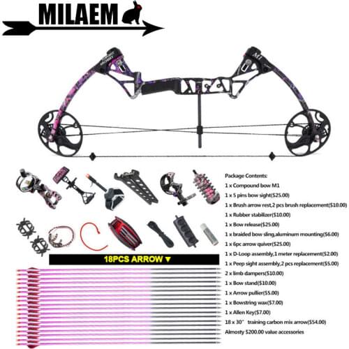 Archery 19-70lbs M1-women Compound Bow Set IBO 320FPS CNC Aluminum Alloy Bow Riser For Gift Outdoor Shooting Accessories