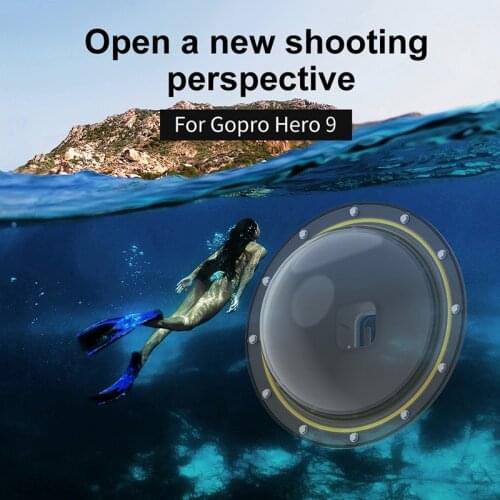 TELESIN Dome Port 30M Waterproof Housing Diving Case with Bubble Floating Grip Trigger for GoPro Hero 9 Camera Lens Accessories