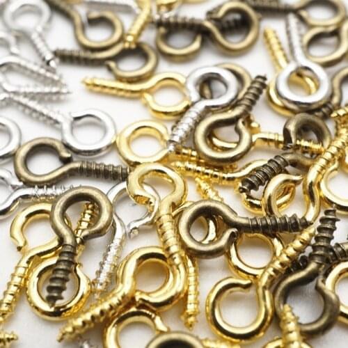300Pcs/pack Mini Screw Eye Pins Jewelry Making Pearl Beads Eyepins Hooks Eyelets Screw Clasps Hooks for Pendant Jewelry Findings