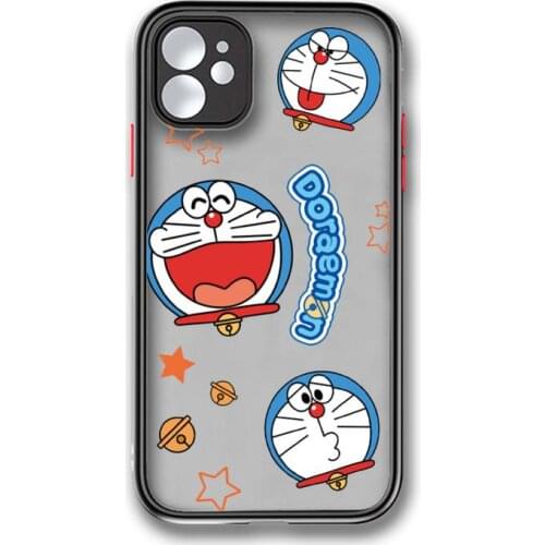 Japan anime Doraemon Phone Case Colorful Bumper Shockproof Trasparent For iPhone 12 11 Pro Max XR X XS 7 8 Plus Cover