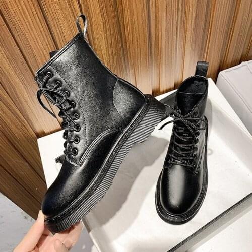 Handsome Boots 2021 Autumn Wild Boots Female England Thick High Heels Boots Womens Boots Zip Cross-tied