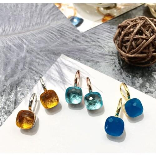 Top Quality Rose Gold Silver Plated Setting 22 Colors Original Crystal Stone Waterdrop Style Hook Drop Earrings For Women