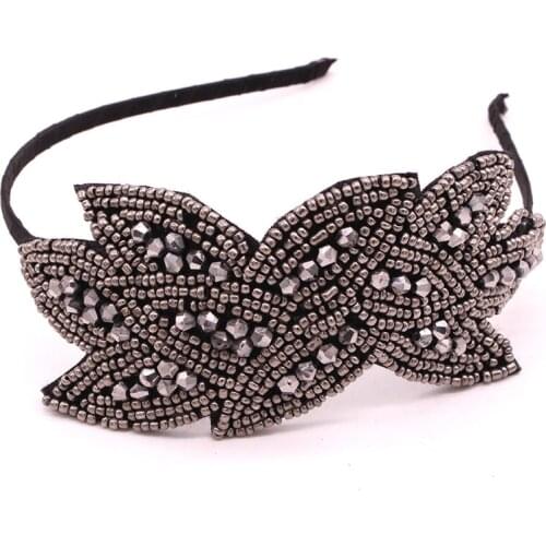 Bohemian Glass Beads Flower Hairband Ladies ethnic Beads Knitted Headband customized Hair Accessories