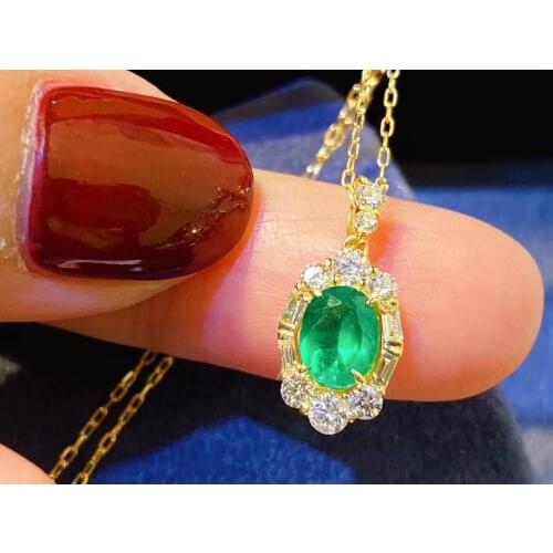 Exquisite women necklace natural emerald gem pendant of necklace 925 sterling silver necklace green natural gem Valintine gift