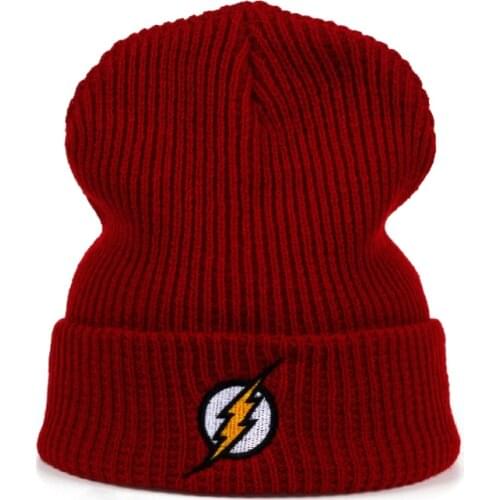 Winter Hat Beanies Skullies Knitted Hat Flash Hero Barry Allen Embroid Knitting Winter Hat Warm Hip-Hop Cap Unisex Teenager Hats