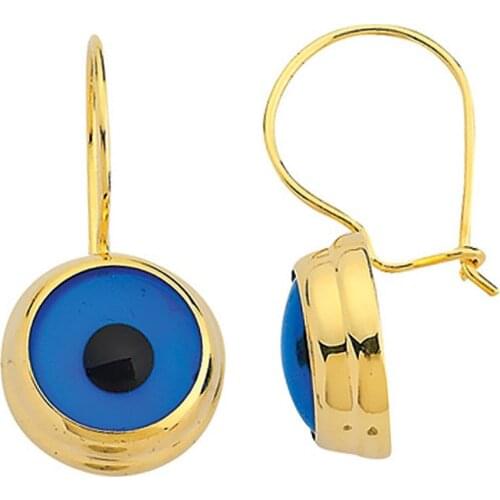 Gold Evil Eye Bead Earrings EGZ016-Certified 14K Gold-A perfect gift for your Loved Ones-Ephesus Gold & Diamond