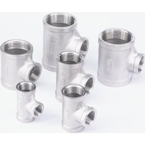 1/2" BSP To 1/4" BSP Female Thread 304 Stainless Reducing Tee 3 Way Connector Pipe Fitting water oil air