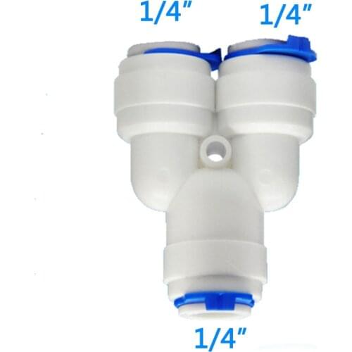 1PC 1/4" OD Y Type Tee 3 Way Tube Quick Connect Push Fit RO Water Reverse Osmosis System to Connector Water Tube Fitting