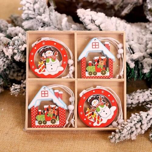 12Pcs Christmas Snowflakes Wooden Pendants Xmas Tree Ornaments Home Hanging Decor Christmas Decorations for Home Navidad 2022