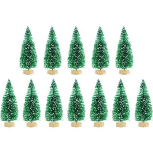 12pcs Mini Christmas Tree Pine Tree DIY Christmas Decorations For Home Table Navidad Xmas Ornaments New Year Decor Kids Gift